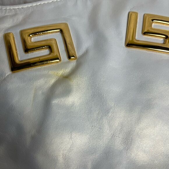 Paris Leather New York leather marble white bucket shoulder gold tone ac… - Picture 13 of 14